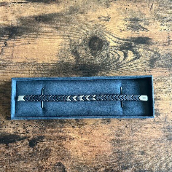 David Yurman Chevron Woven Bracelet w/ Black Titanium & White Diamonds - RARE - Picture 2 of 15